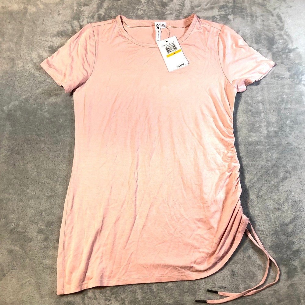 Cable & Gauge Womens Pink Side Ruched Top Size S T-Shirt Short Sleeve *Defect
